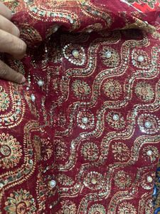 Elegant Maroon &amp; Gold Embroidered Saree