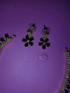 Black Flower Jewellery Set