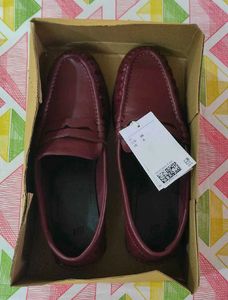 H&amp;M Burgundy Leather Loafers