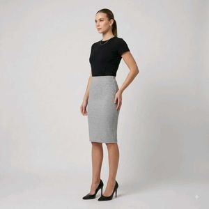 zara ribbed knee length skirt