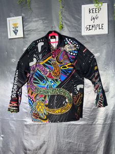 Vibrant Snake Print Button-Up Shirt
