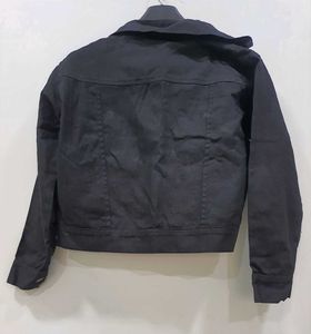Black Denim-Look Cotton Blend Jacket