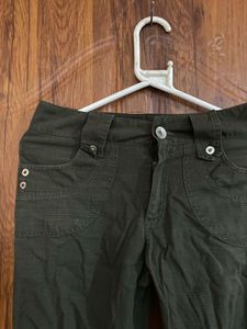 Olive Green Cargo Capris Y2K