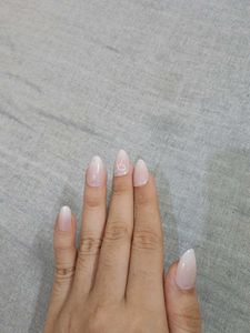 Almond Press-On Nails with Bow Detail