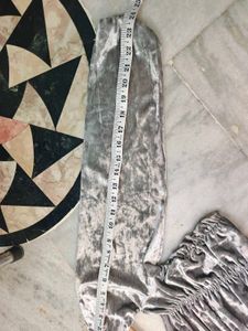 H&amp;M Silver Velvet Ruched Top