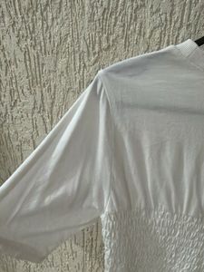White Smocked Cropped Top