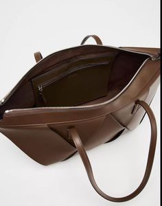 Zara Brown Woven Tote Bag