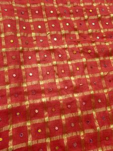 Vintage Orange Scarf with Gold Weave