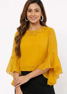 Stylish Yellow Bell Sleeve Top for Women &amp; Girls