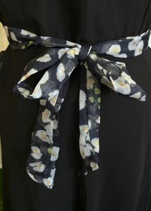 Floral Sleeve Black Dress