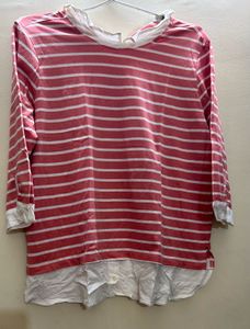 Striped Collared Long Sleeve Top