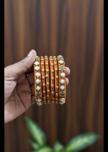 Elegant Orange Silk Thread Bangles