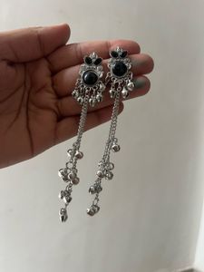 Red and black Kashmiri  Stone Jhumka Earrings