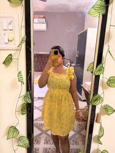 Cute Yellow Floral Mini Dress