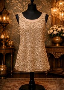 Sparkling Sequin Golden Mesh Tank Top
