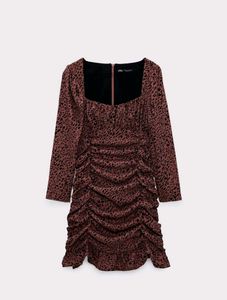 Zara Printed Ruched Mini Dress