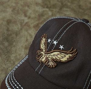 Brown Baseball Cap with Eagle Emblem