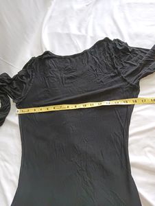 Cocktail Black Slip Dress With Long Sleeve