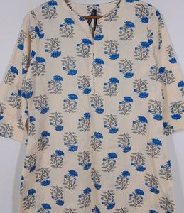 Here&amp;Now Cream Floral Printed Kurta (Women)