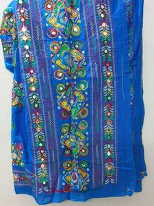 Vibrant Blue Embroidered dupatta (pure cotton)