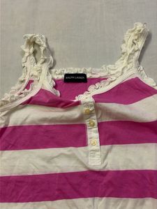 Ralp Lauren Striped Tank Top with Ruffle Straps. (