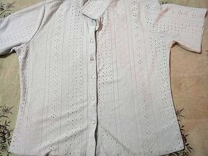 Perforated Button-Up top tshirt Blouse