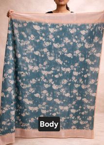 Beautiful Blue Floral Zari border Linen Saree