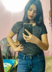 Black &amp; Silver Party Wear Backless Top( New)
