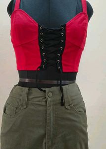 Red Corset Style Crop Top