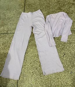 Lavender Ribbed Long Sleeve Top with pajama set