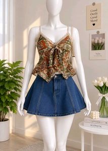 Denim A-line Mini Skirt