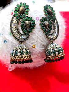 Emerald Green Jhumka Earrings💚
