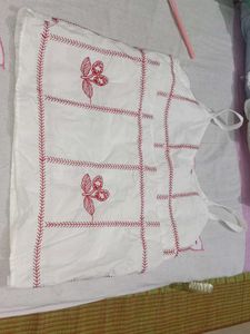 White Embroidered Blouse Top and half pant set