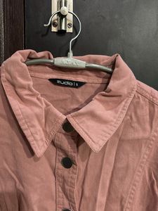 Pink Corduroy Shirt Dress