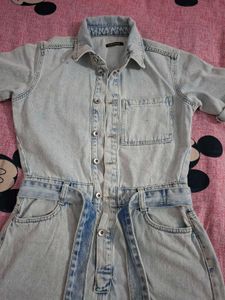 Light Wash Denim Short Jumpsuit