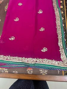 purple pink saree