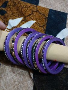 Purple Embellished Bangles Set