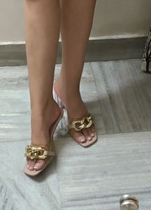 Sparkly Silver Wedge Heels