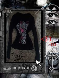 Y2k grunge Graphic Long Sleeve Top📸🎼🗝