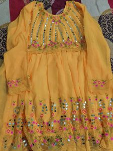 Beautiful Yellow Embroidered sharara set