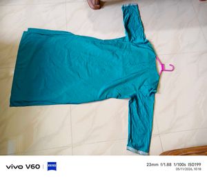 Teal Kurti with Embellished Neckline