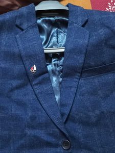 Men's Blue Checkered Blazer
