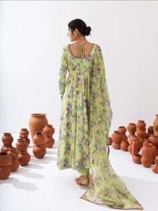 Green printed Anarkali set from rivaaj clothing