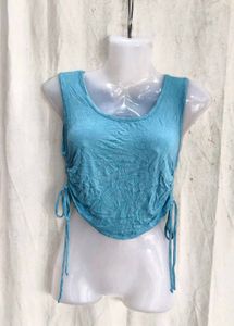 ruched sky blue top