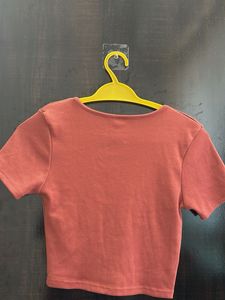 Ribbed Crop Top with V-Neck