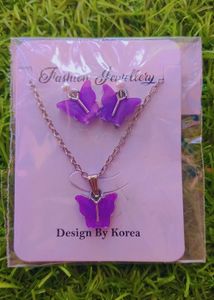 Cute Butterfly Necklace &amp; Earring Set