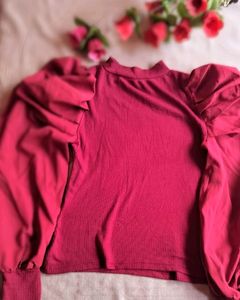 Red Puff Sleeve Top