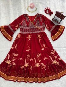 Beautiful Red Floral Ethnic Gown