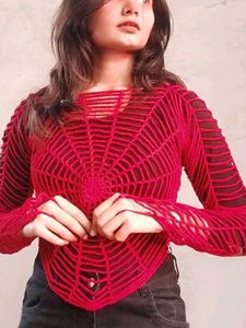 Crochet Red Spiderweb Top 🕸️