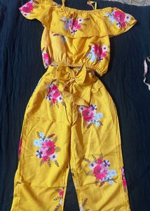 Floral Yellow Two-Piece Outfit
